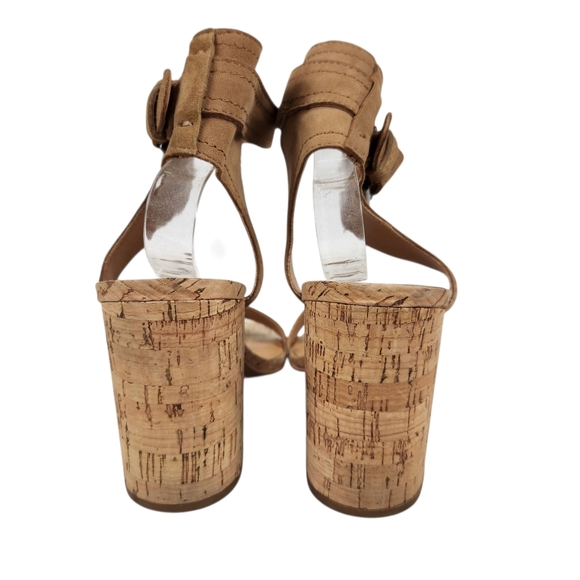 Dolce Vita Beige Tan Suede Leather Open Toe Chunky Heel Sandals Womens Size 10 - Picture 7 of 12